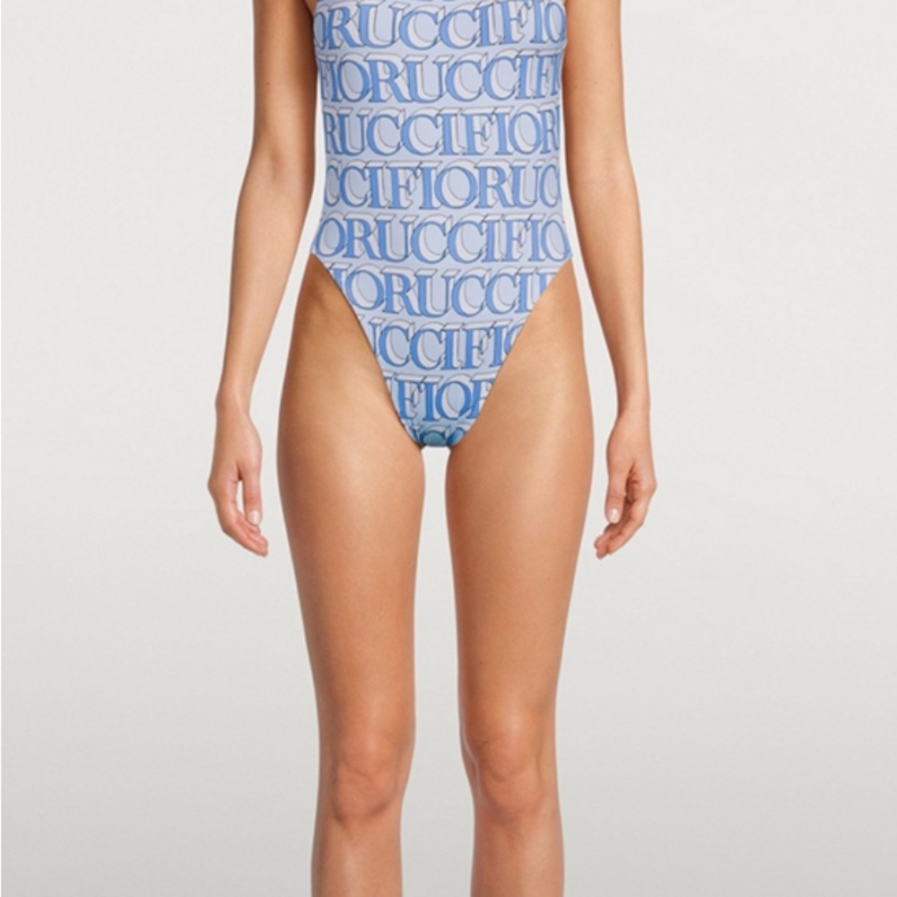 Fiorucci Blue One-Piece Swimsuit with High-Cut Design